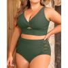 imageWomens Plus Size Two Piece Swimsuits  High Waisted Bikini Tummy Control Bathing Suits 2025 Twist Knot SwimwearArmy Green