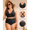 imageWomens Plus Size Two Piece Swimsuits  High Waisted Bikini Tummy Control Bathing Suits 2025 Twist Knot SwimwearBlack