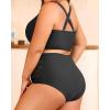 imageWomens Plus Size Two Piece Swimsuits  High Waisted Bikini Tummy Control Bathing Suits 2025 Twist Knot SwimwearBlack