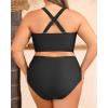 imageWomens Plus Size Two Piece Swimsuits  High Waisted Bikini Tummy Control Bathing Suits 2025 Twist Knot SwimwearBlack