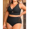 imageWomens Plus Size Two Piece Swimsuits  High Waisted Bikini Tummy Control Bathing Suits 2025 Twist Knot SwimwearBlack