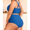 imageWomens Plus Size Two Piece Swimsuits  High Waisted Bikini Tummy Control Bathing Suits 2025 Twist Knot SwimwearBlue