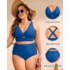 imageWomens Plus Size Two Piece Swimsuits  High Waisted Bikini Tummy Control Bathing Suits 2025 Twist Knot SwimwearBlue