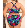 imageWomens Plus Size Two Piece Swimsuits  High Waisted Bikini Tummy Control Bathing Suits 2025 Twist Knot SwimwearFloral