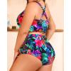 imageWomens Plus Size Two Piece Swimsuits  High Waisted Bikini Tummy Control Bathing Suits 2025 Twist Knot SwimwearFloral