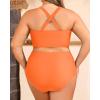 imageWomens Plus Size Two Piece Swimsuits  High Waisted Bikini Tummy Control Bathing Suits 2025 Twist Knot SwimwearOrange
