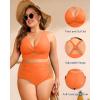 imageWomens Plus Size Two Piece Swimsuits  High Waisted Bikini Tummy Control Bathing Suits 2025 Twist Knot SwimwearOrange