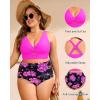 imageWomens Plus Size Two Piece Swimsuits  High Waisted Bikini Tummy Control Bathing Suits 2025 Twist Knot SwimwearPink Floral