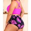 imageWomens Plus Size Two Piece Swimsuits  High Waisted Bikini Tummy Control Bathing Suits 2025 Twist Knot SwimwearPink Floral