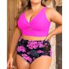 imageWomens Plus Size Two Piece Swimsuits  High Waisted Bikini Tummy Control Bathing Suits 2025 Twist Knot SwimwearPink Floral