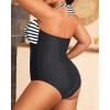 imageYonique Plus Size Bathing Suit for Women One Piece Swimsuit Tummy Control Halter Tops for Women SwimwearBlack  White Stripe