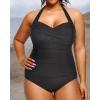 imageYonique Plus Size Bathing Suit for Women One Piece Swimsuit Tummy Control Halter Tops for Women SwimwearBlack Black