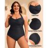 imageYonique Plus Size Bathing Suit for Women One Piece Swimsuit Tummy Control Halter Tops for Women SwimwearBlack Black