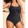 imageYonique Plus Size Bathing Suit for Women One Piece Swimsuit Tummy Control Halter Tops for Women SwimwearBlack Black