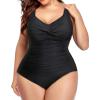 imageYonique Plus Size Bathing Suit for Women One Piece Swimsuit Tummy Control Halter Tops for Women SwimwearBlack Color