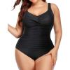 imageYonique Plus Size Bathing Suit for Women One Piece Swimsuit Tummy Control Halter Tops for Women SwimwearBlack Color