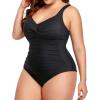 imageYonique Plus Size Bathing Suit for Women One Piece Swimsuit Tummy Control Halter Tops for Women SwimwearBlack Color
