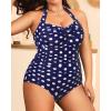 imageYonique Plus Size Bathing Suit for Women One Piece Swimsuit Tummy Control Halter Tops for Women SwimwearBlue Dots