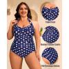 imageYonique Plus Size Bathing Suit for Women One Piece Swimsuit Tummy Control Halter Tops for Women SwimwearBlue Dots