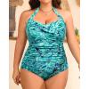 imageYonique Plus Size Bathing Suit for Women One Piece Swimsuit Tummy Control Halter Tops for Women SwimwearGreen Paisley