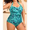 imageYonique Plus Size Bathing Suit for Women One Piece Swimsuit Tummy Control Halter Tops for Women SwimwearGreen Paisley