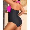 imageYonique Plus Size Bathing Suit for Women One Piece Swimsuit Tummy Control Halter Tops for Women SwimwearHot Pink and Black