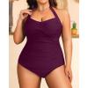 imageYonique Plus Size Bathing Suit for Women One Piece Swimsuit Tummy Control Halter Tops for Women SwimwearPurple
