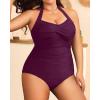 imageYonique Plus Size Bathing Suit for Women One Piece Swimsuit Tummy Control Halter Tops for Women SwimwearPurple