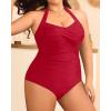 imageYonique Plus Size Bathing Suit for Women One Piece Swimsuit Tummy Control Halter Tops for Women SwimwearRed