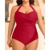 imageYonique Plus Size Bathing Suit for Women One Piece Swimsuit Tummy Control Halter Tops for Women SwimwearRed