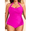imageYonique Plus Size Bathing Suit for Women One Piece Swimsuit Tummy Control Halter Tops for Women SwimwearRose Pink