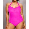 imageYonique Plus Size Bathing Suit for Women One Piece Swimsuit Tummy Control Halter Tops for Women SwimwearRose Pink