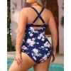 imageYonique Plus Size One Piece Swimsuit for Women Tummy Control Bathing Suit Cutout SwimwearBlue Flower