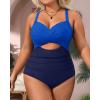 imageYonique Plus Size One Piece Swimsuit for Women Tummy Control Bathing Suit Cutout SwimwearNavy Bule