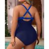 imageYonique Plus Size One Piece Swimsuit for Women Tummy Control Bathing Suit Cutout SwimwearNavy Bule