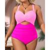 imageYonique Plus Size One Piece Swimsuit for Women Tummy Control Bathing Suit Cutout SwimwearPink