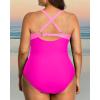imageYonique Plus Size One Piece Swimsuit for Women Tummy Control Bathing Suit Cutout SwimwearPink