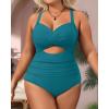 imageYonique Plus Size One Piece Swimsuit for Women Tummy Control Bathing Suit Cutout SwimwearTeal