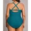 imageYonique Plus Size One Piece Swimsuit for Women Tummy Control Bathing Suit Cutout SwimwearTeal
