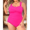 imageYonique Plus Size One Piece Swimsuit for Women Tummy Control Bathing Suit Ruched SwimwearHot Pink