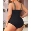 imageYonique Plus Size One Piece Swimsuit for Women Tummy Control Bathing Suit Ruched SwimwearSolid Black