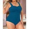 imageYonique Plus Size One Piece Swimsuit for Women Tummy Control Bathing Suit Ruched SwimwearTeal
