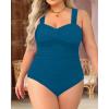 imageYonique Plus Size One Piece Swimsuit for Women Tummy Control Bathing Suit Ruched SwimwearTeal