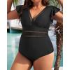 imageYonique Plus Size One Piece Swimsuit for Women Tummy Control Bathing Suit Ruffle Retro SwimwearBlack01
