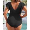 imageYonique Plus Size One Piece Swimsuit for Women Tummy Control Bathing Suit Ruffle Retro SwimwearSolid Black