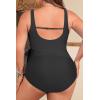 imageYonique Plus Size One Piece Swimsuits for Women Tummy Control Bathing Suits Full Coverage SwimwearBlack