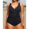 imageYonique Plus Size One Piece Swimsuits for Women Tummy Control Bathing Suits Full Coverage SwimwearBlack Circle