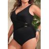 imageYonique Plus Size One Piece Swimsuits for Women Tummy Control Bathing Suits Full Coverage SwimwearBlack Circle