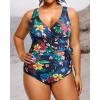 imageYonique Plus Size One Piece Swimsuits for Women Tummy Control Bathing Suits Full Coverage SwimwearBlack Floral