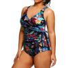 imageYonique Plus Size One Piece Swimsuits for Women Tummy Control Bathing Suits Full Coverage SwimwearBlack Floral